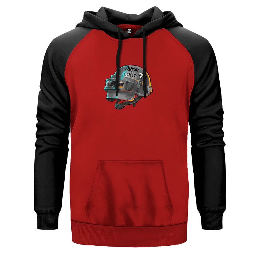 PUBG Level 3 Helmet Born to Loot Çift Renk Reglan Kol Sweatshirt