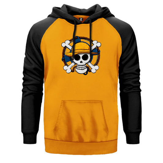 One Piece Skull Çift Renk Reglan Kol Sweatshirt