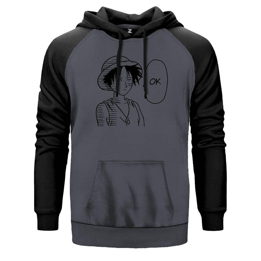 One Piece Luffy Ok Çift Renk Reglan Kol Sweatshirt