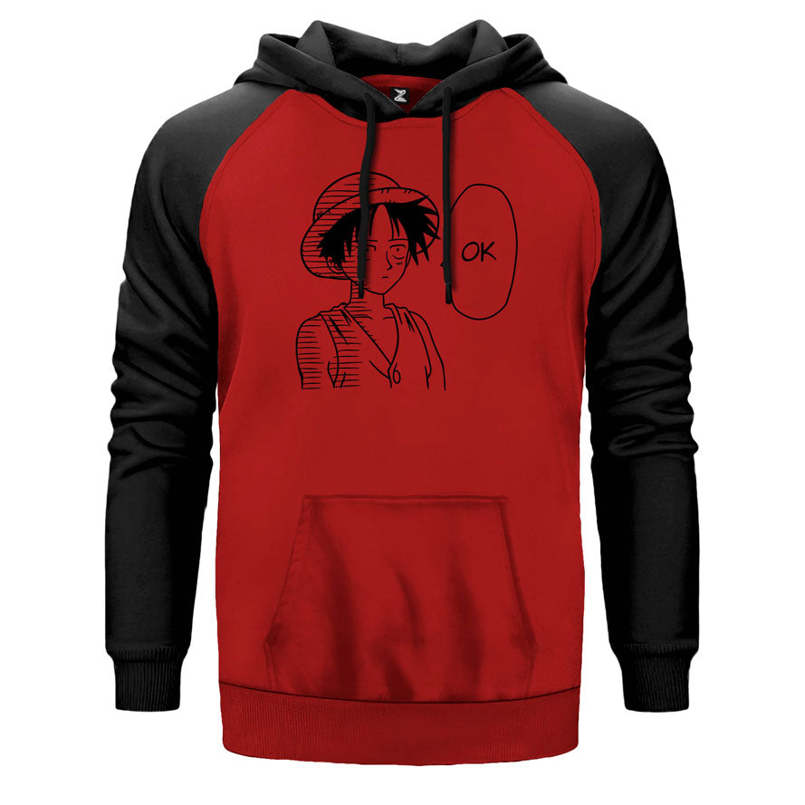 One Piece Luffy Ok Çift Renk Reglan Kol Sweatshirt