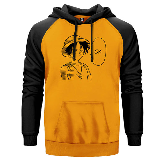 One Piece Luffy Ok Çift Renk Reglan Kol Sweatshirt