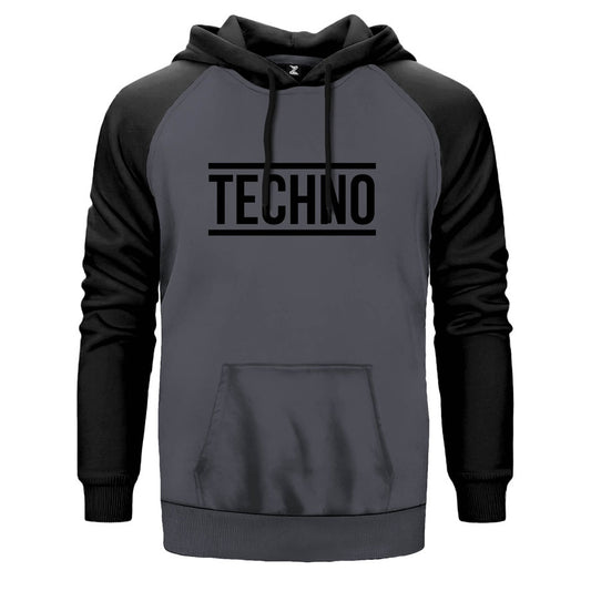 İndirimli Techno Gri Reglan Kol Kapşonlu Sweatshirt