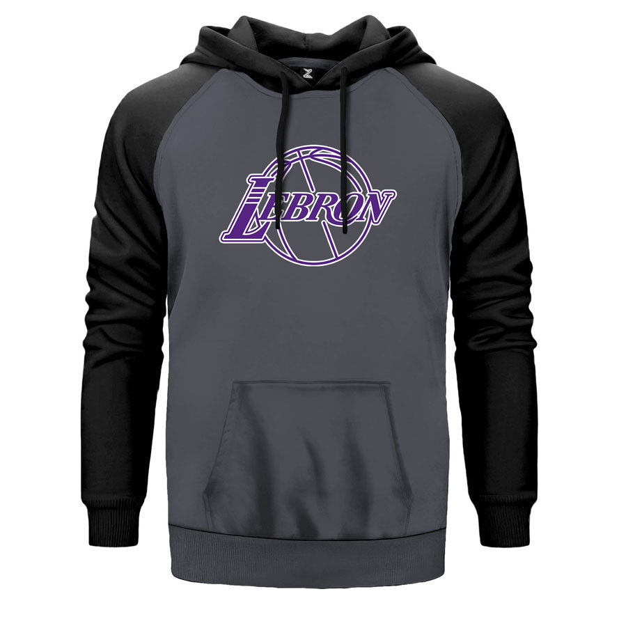 Lebron James Lakers Logo Çift Renk Reglan Kol Sweatshirt