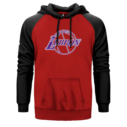 Lebron James Lakers Logo Çift Renk Reglan Kol Sweatshirt