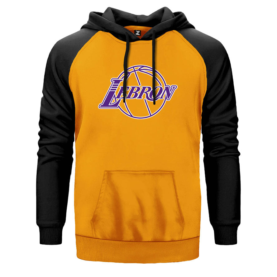 Lebron James Lakers Logo Çift Renk Reglan Kol Sweatshirt