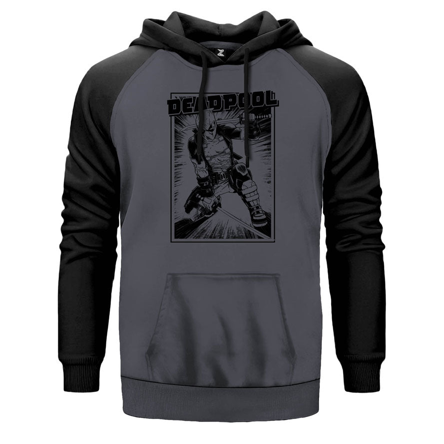 Deadpool Poster Çift Renk Reglan Kol Sweatshirt