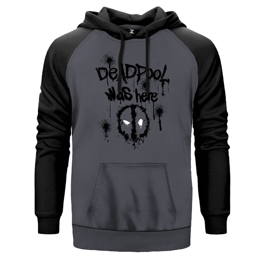 Deadpool Was Here Çift Renk Reglan Kol Sweatshirt