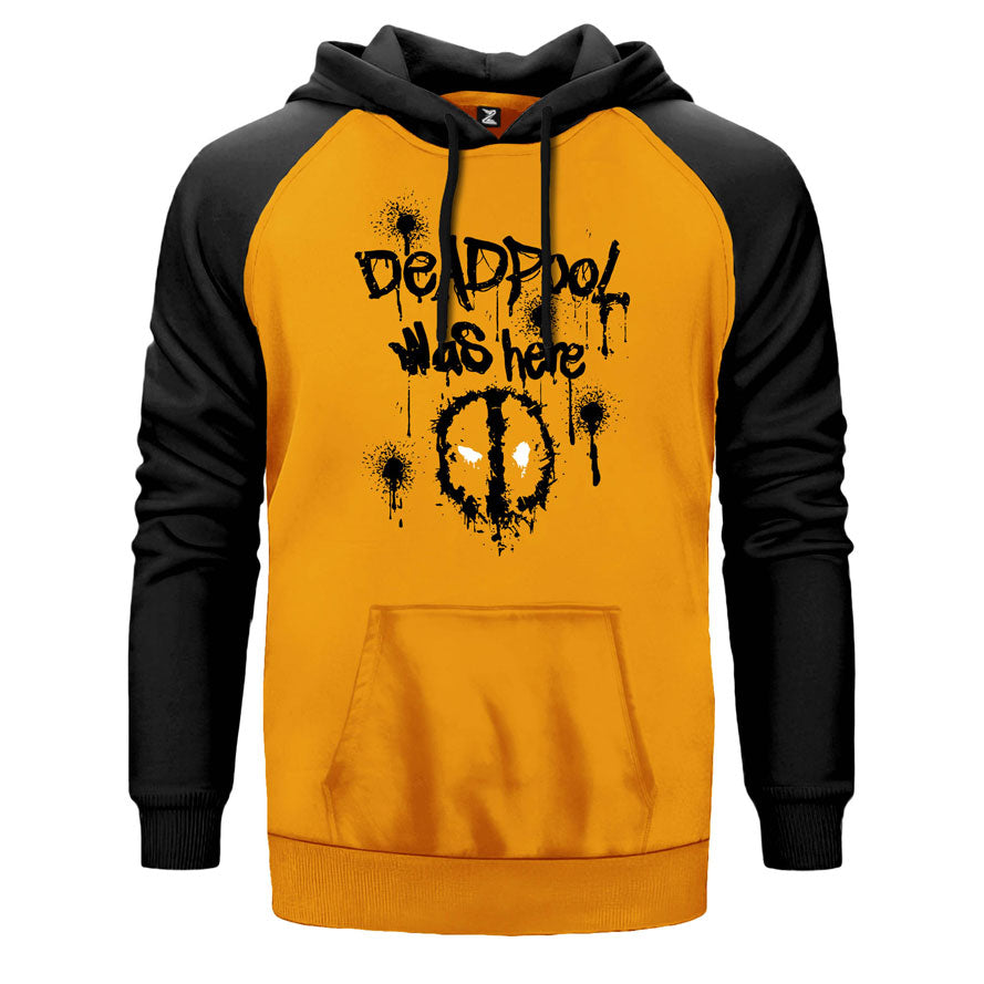 Deadpool Was Here Çift Renk Reglan Kol Sweatshirt