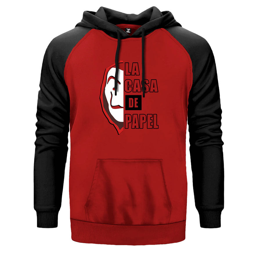 La Casa De Papel Half Face Çift Renk Reglan Kol Sweatshirt