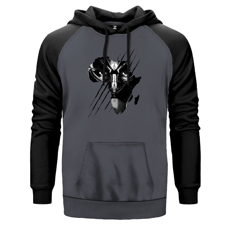 Black Panther Face Çift Renk Reglan Kol Sweatshirt