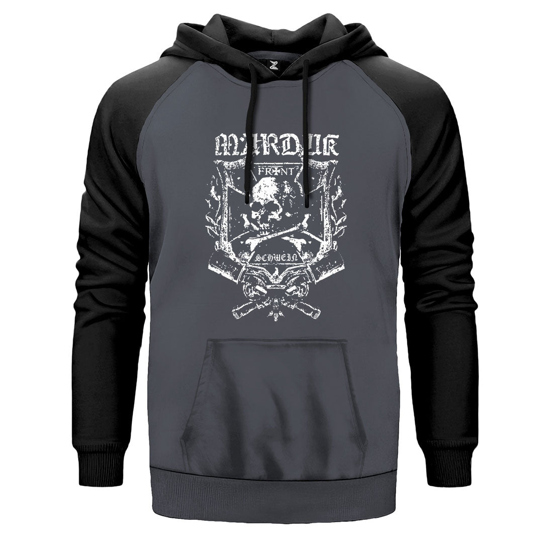 Marduk Front çift renk reglan kol kapşonlu sweatshirt - gri