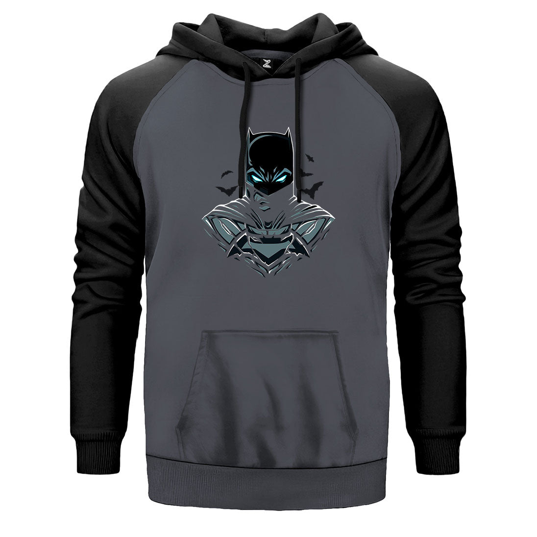 İndirimli Batman Head Gri Renk Reglan Kol Kapşonlu Sweatshirt