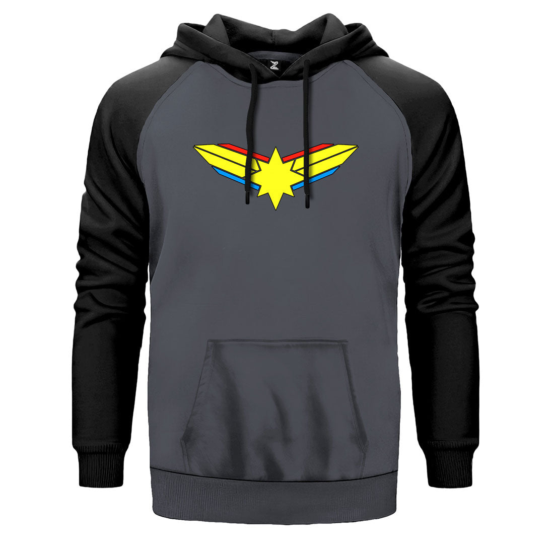 Captain Marvel Logo Çift Renk Reglan Kol Sweatshirt