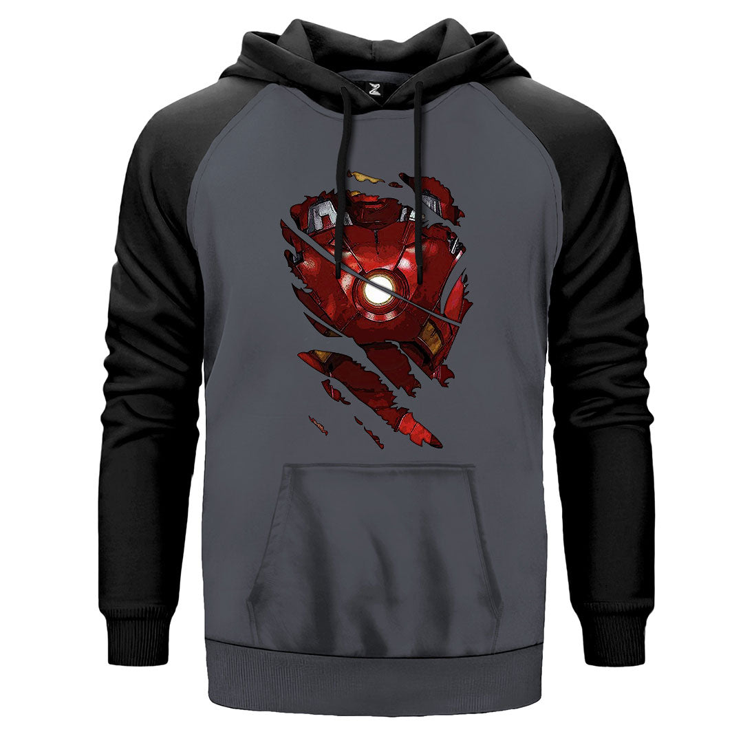 Iron Man Body Çift Renk Reglan Kol Sweatshirt