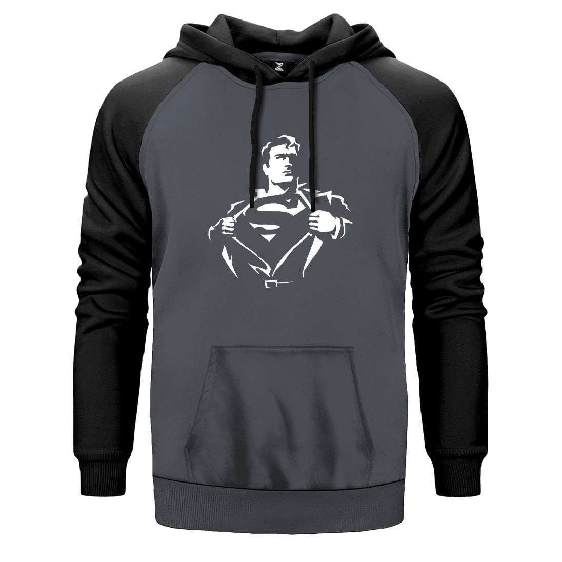 Superman Man Çift Renk Reglan Kol Sweatshirt