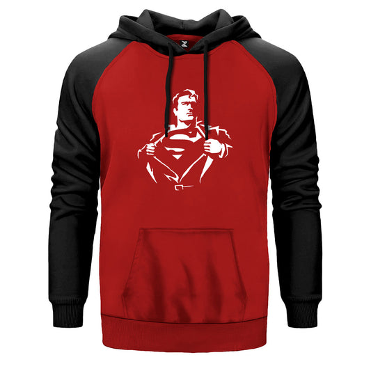 Superman Man Çift Renk Reglan Kol Sweatshirt