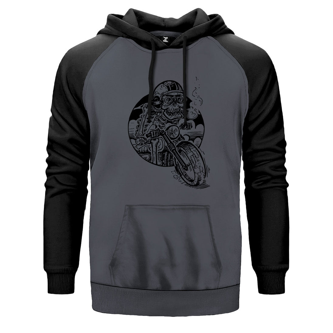 Skull Smoker Rider Çift Renk Reglan Kol Sweatshirt