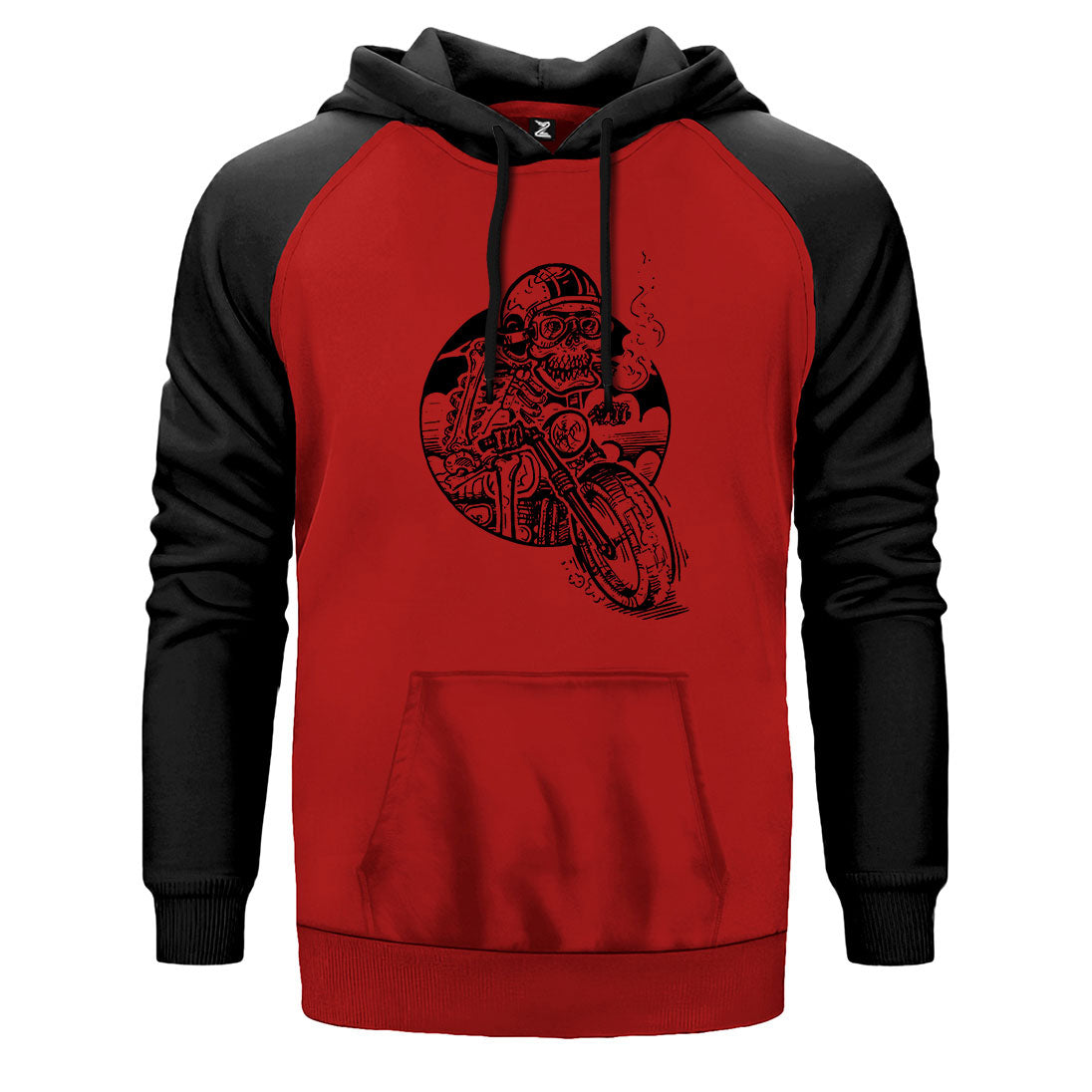 Skull Smoker Rider Çift Renk Reglan Kol Sweatshirt