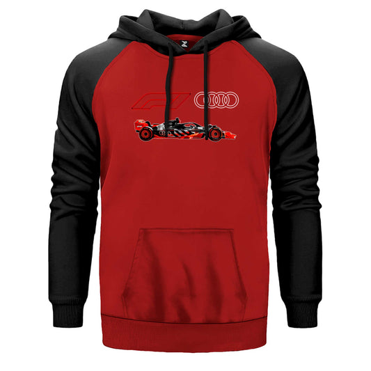 F1 Audi Logo Car Çift Renk Reglan Kol Sweatshirt