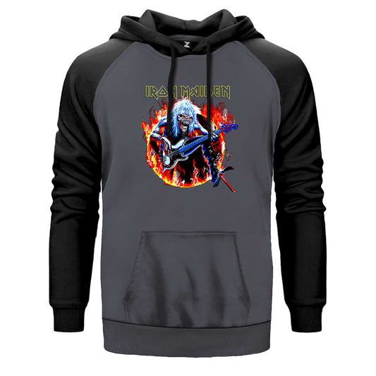 Iron Maiden Fire Çift Renk Reglan Kol Sweatshirt