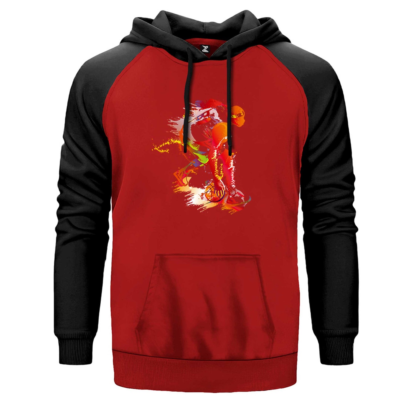 Red Basketball Between The Legs Çift Renk Reglan Kol Sweatshirt