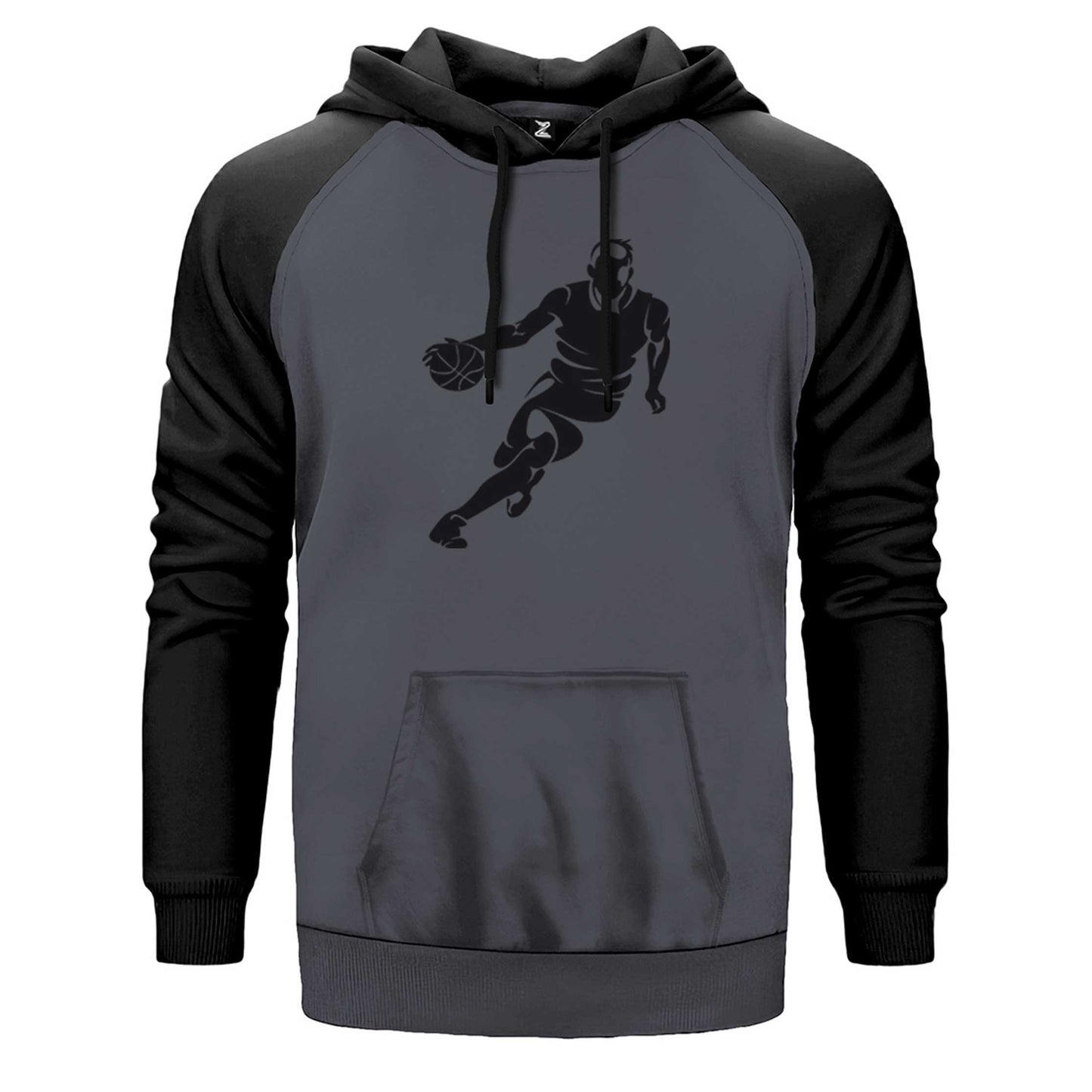 Basketball Hoop Siluet Çift Renk Reglan Kol Sweatshirt