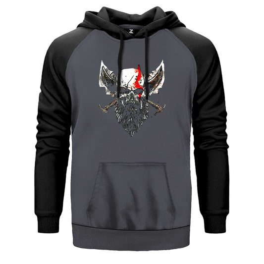 God Of War Skull Kratos Çift Renk Reglan Kol Sweatshirt