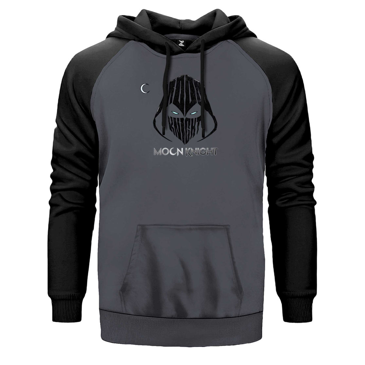 Moon Knight Logo çift renk reglan kol kapşonlu sweatshirt - gri