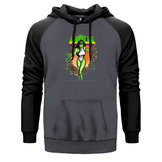 She Hulk Duvar Çift Renk Reglan Kol Sweatshirt