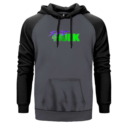 She Hulk Logo Çift Renk Reglan Kol Sweatshirt