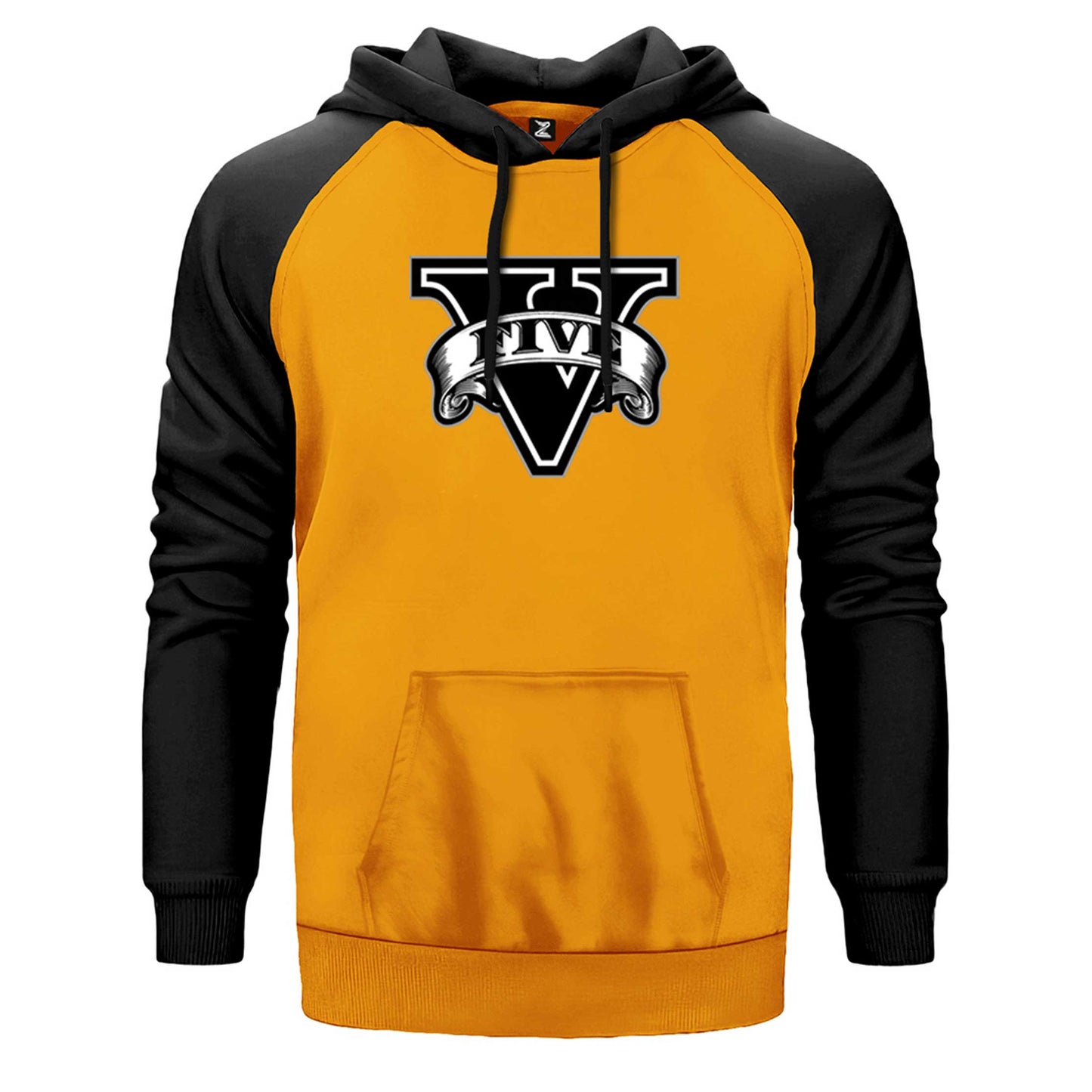 GTA Five Black Logo Çift Renk Reglan Kol Sweatshirt