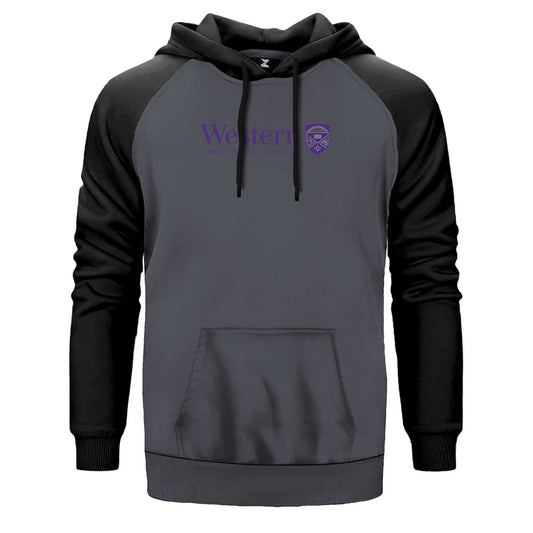 Western University Purple Logo Çift Renk Reglan Kol Sweatshirt