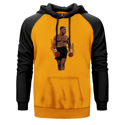 Mike Tyson Fire Boxing Gloves Çift Renk Reglan Kol Sweatshirt