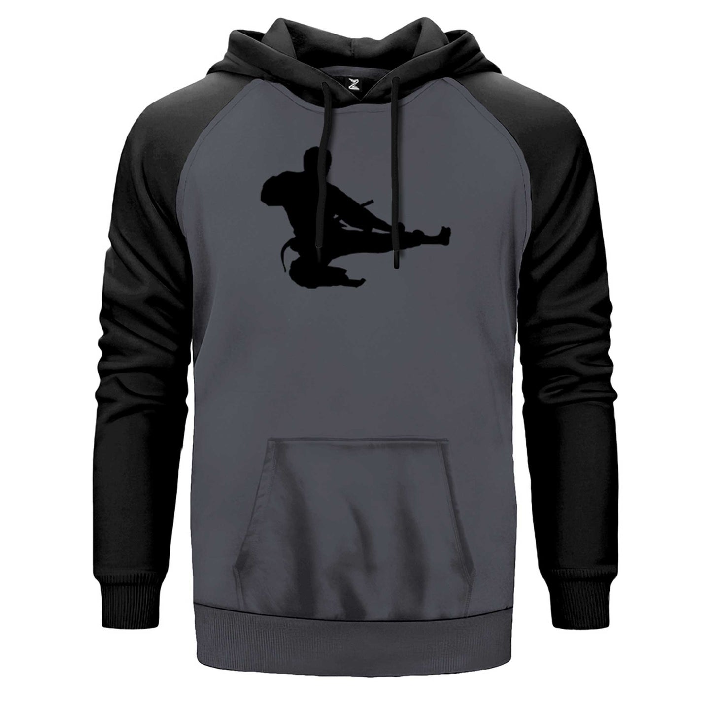 Taekwondo Karate Silhouette Çift Renk Reglan Kol Sweatshirt