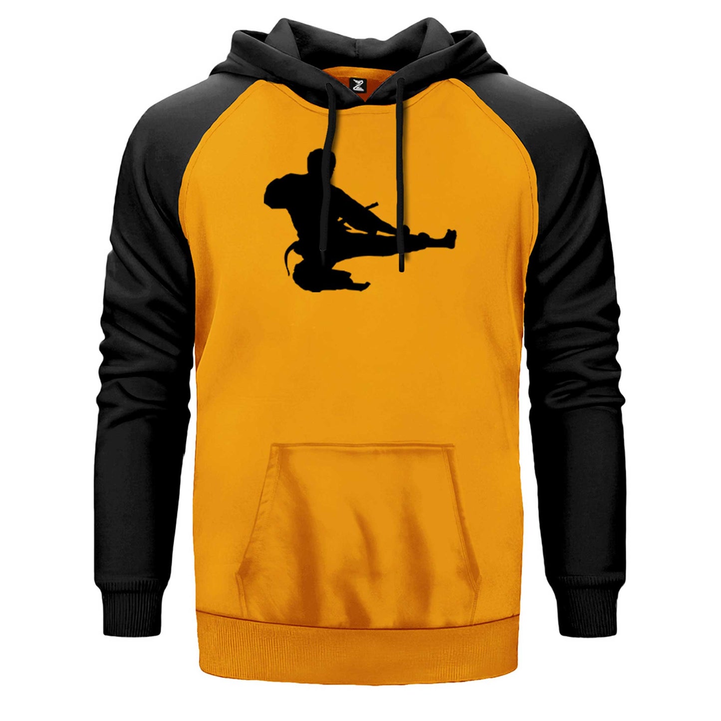 Taekwondo Karate Silhouette Çift Renk Reglan Kol Sweatshirt