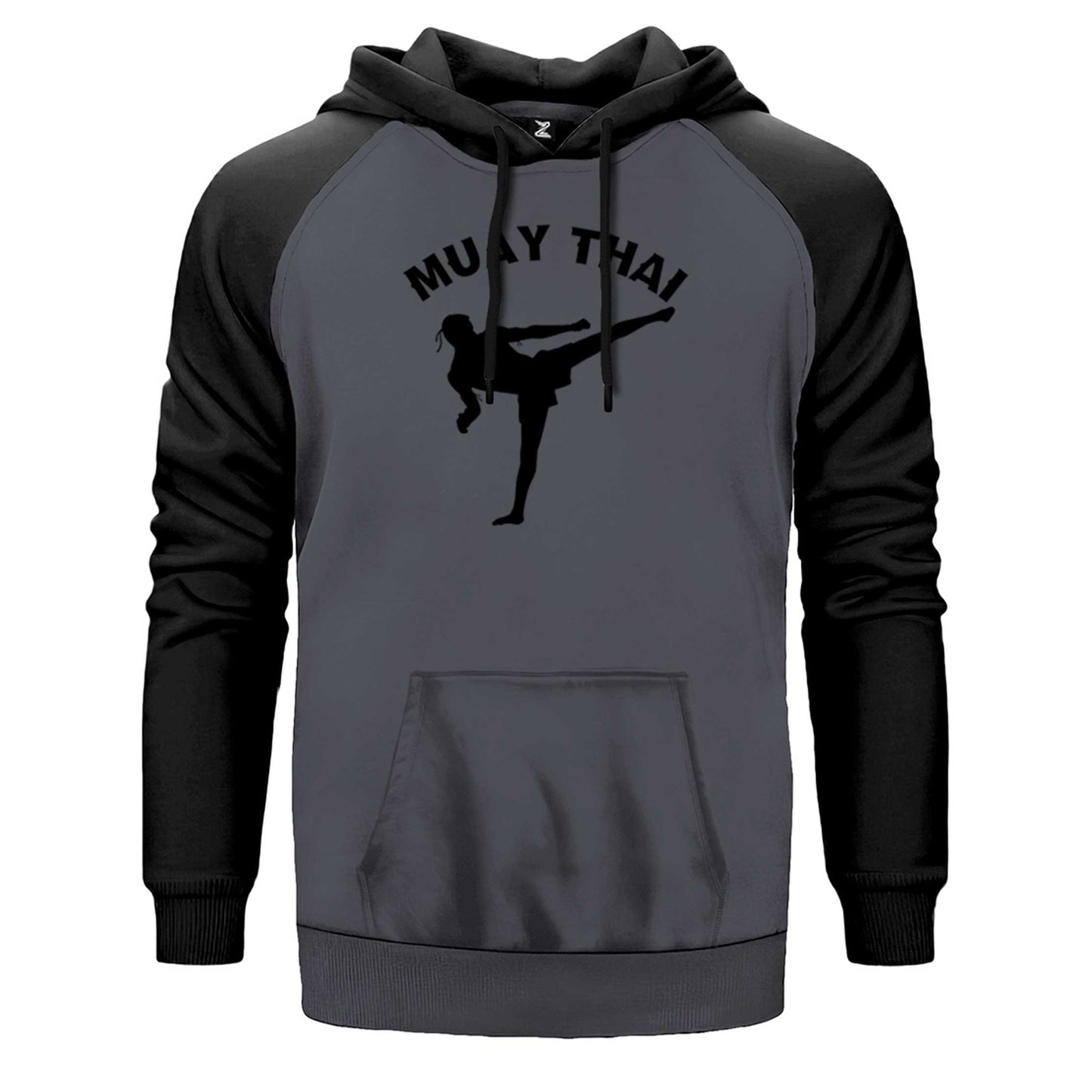Karate Muay Thai Silhouette Çift Renk Reglan Kol Sweatshirt
