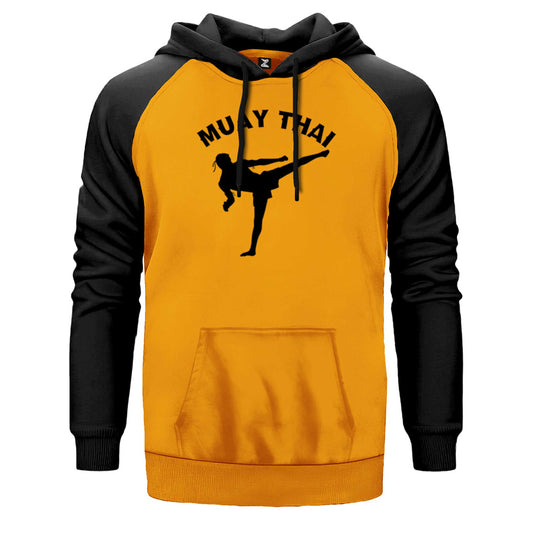 Karate Muay Thai Silhouette Çift Renk Reglan Kol Sweatshirt