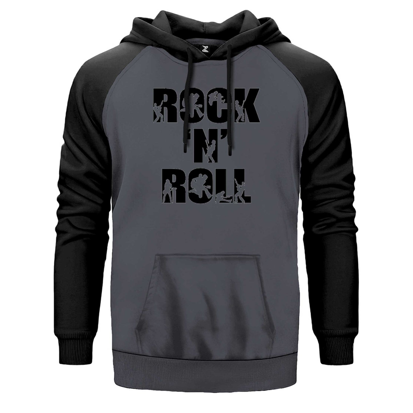 Black Rock 'N' Roll Text Çift Renk Reglan Kol Sweatshirt