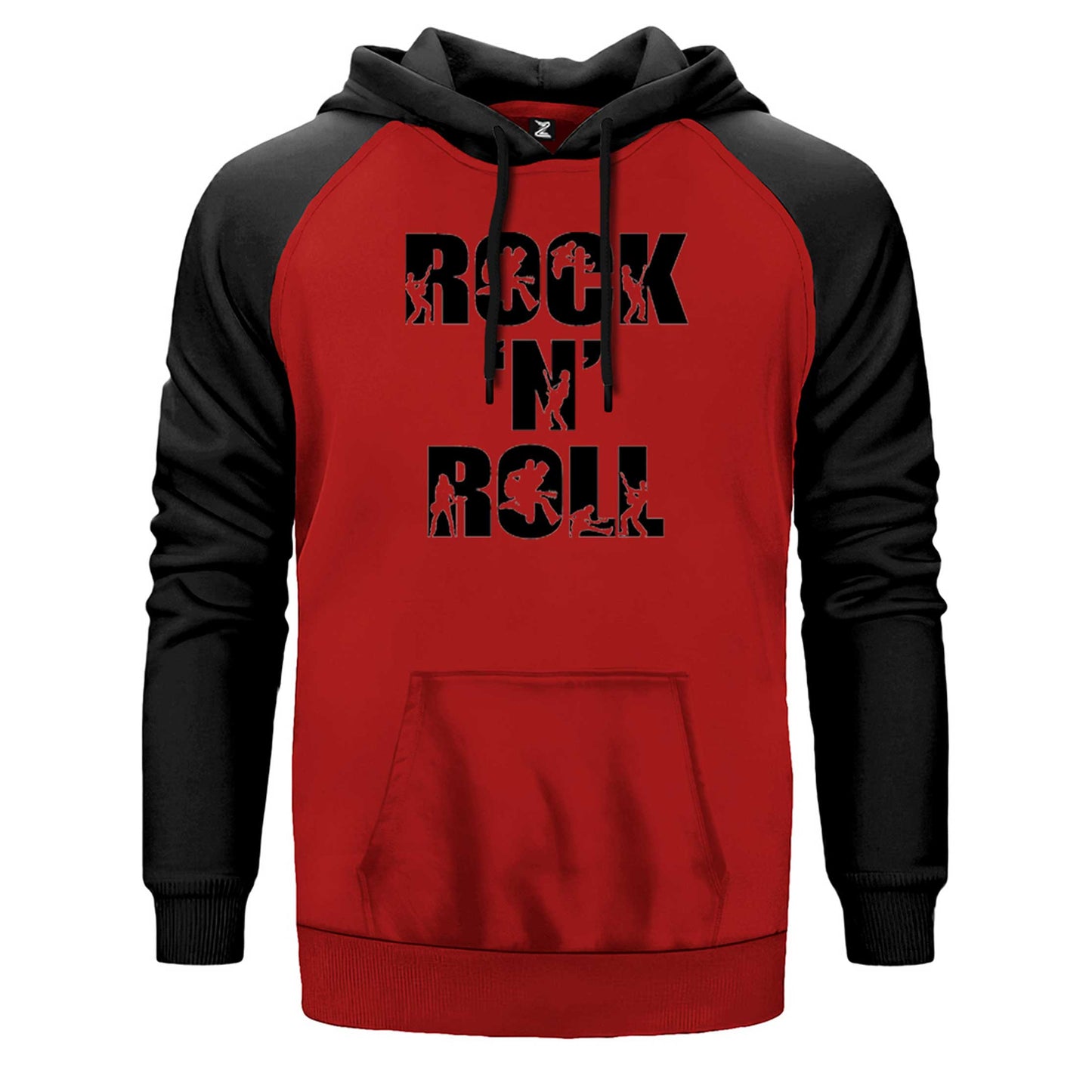 Black Rock 'N' Roll Text Çift Renk Reglan Kol Sweatshirt