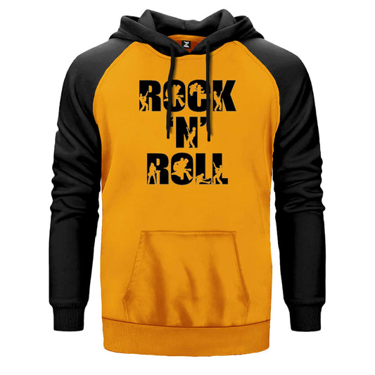 Black Rock 'N' Roll Text Çift Renk Reglan Kol Sweatshirt
