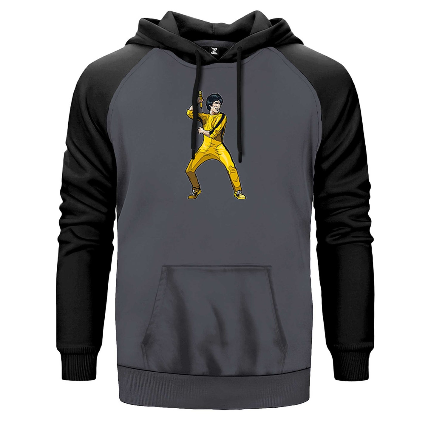 Bruce Lee Face for fight Çift Renk Reglan Kol Sweatshirt