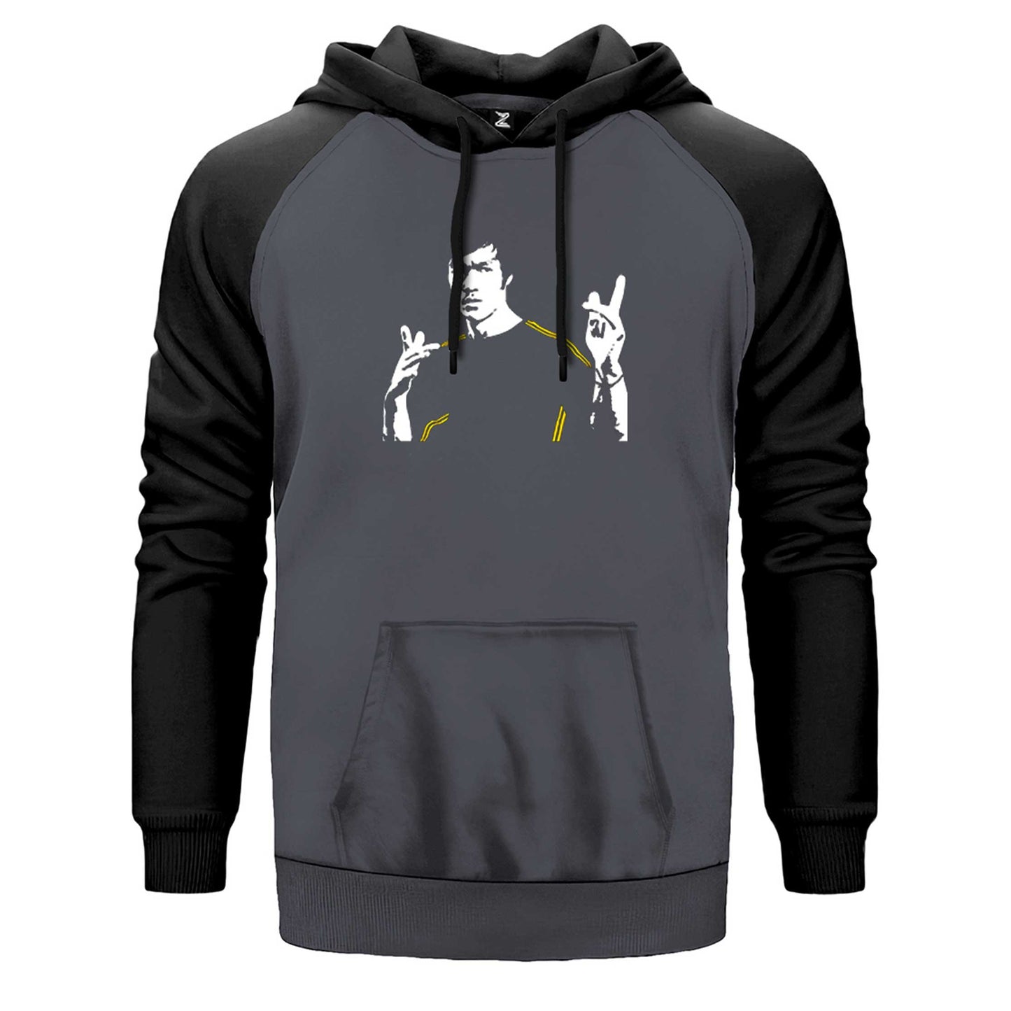 Bruce Lee Figure Çift Renk Reglan Kol Sweatshirt