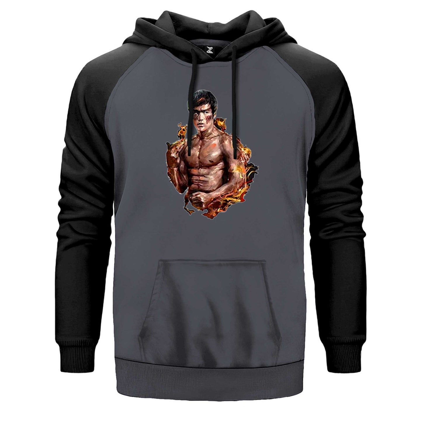 Bruce Lee Kick Dragon Çift Renk Reglan Kol Sweatshirt
