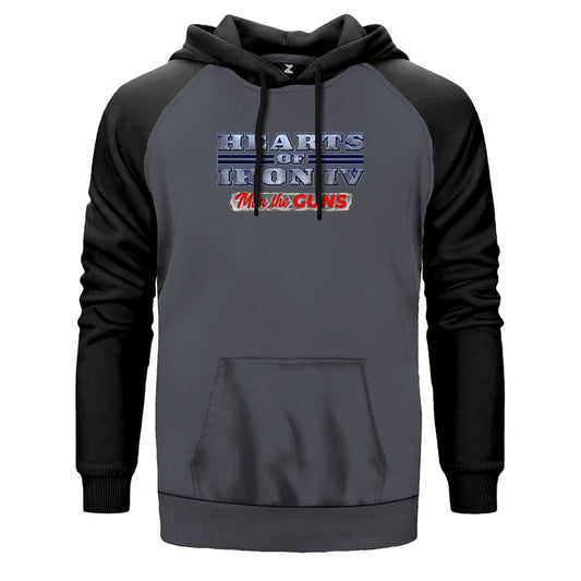 Hearts Of Iron 4 Cool çift renk reglan kol kapşonlu sweatshirt - gri