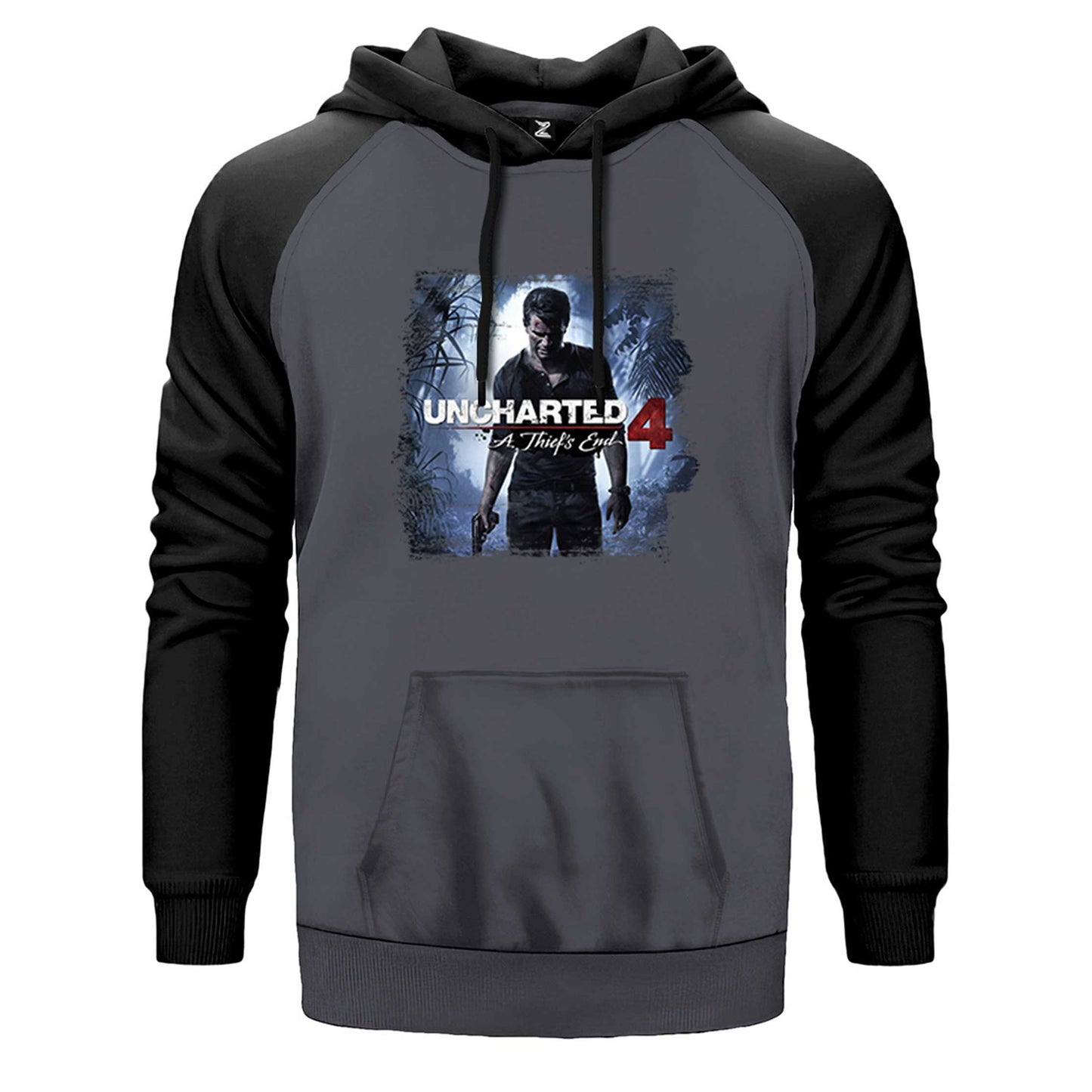 Uncharted 4 Nathan Drake Poster Çift Renk Reglan Kol Sweatshirt