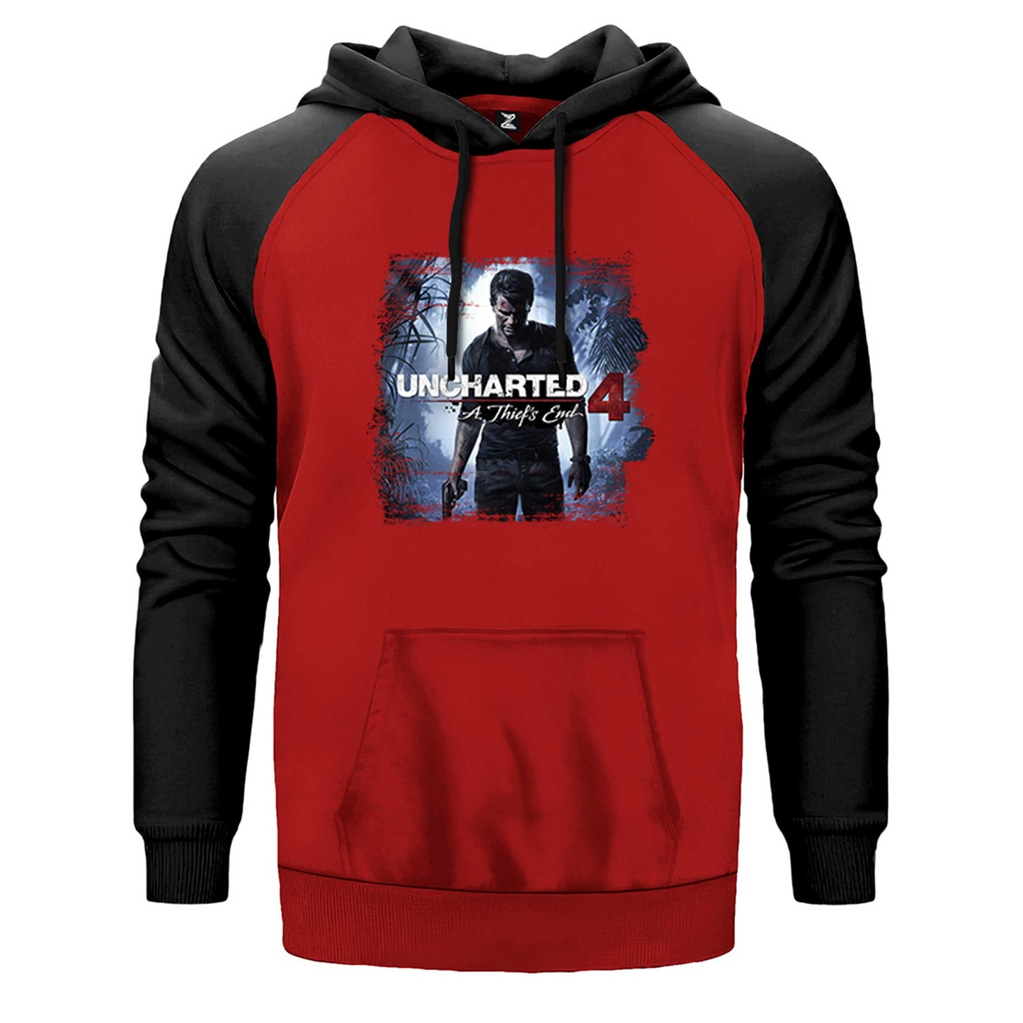 Uncharted 4 Nathan Drake Poster Çift Renk Reglan Kol Sweatshirt