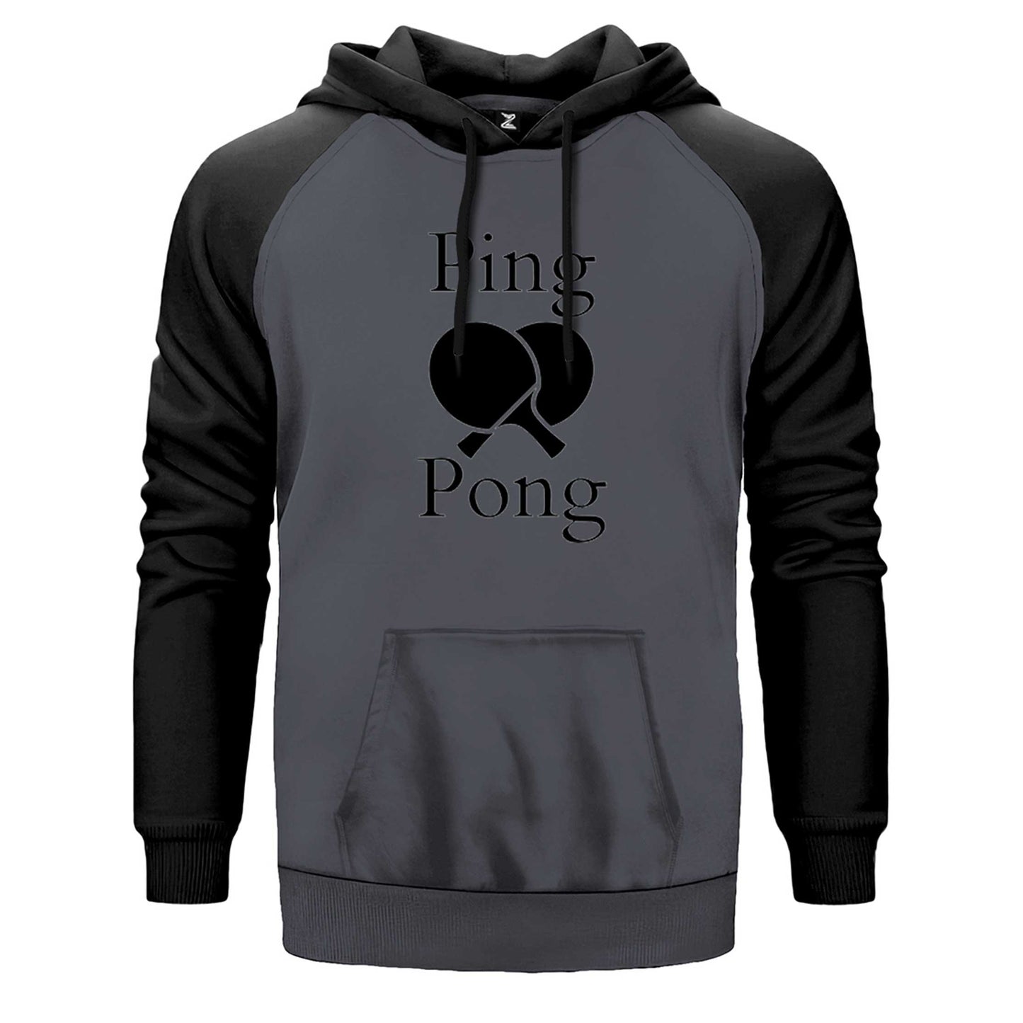 Ping Pong Racket Design Black Çift Renk Reglan Kol Sweatshirt