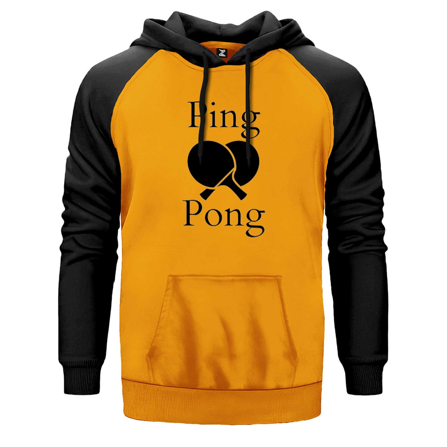 Ping Pong Racket Design Black Çift Renk Reglan Kol Sweatshirt