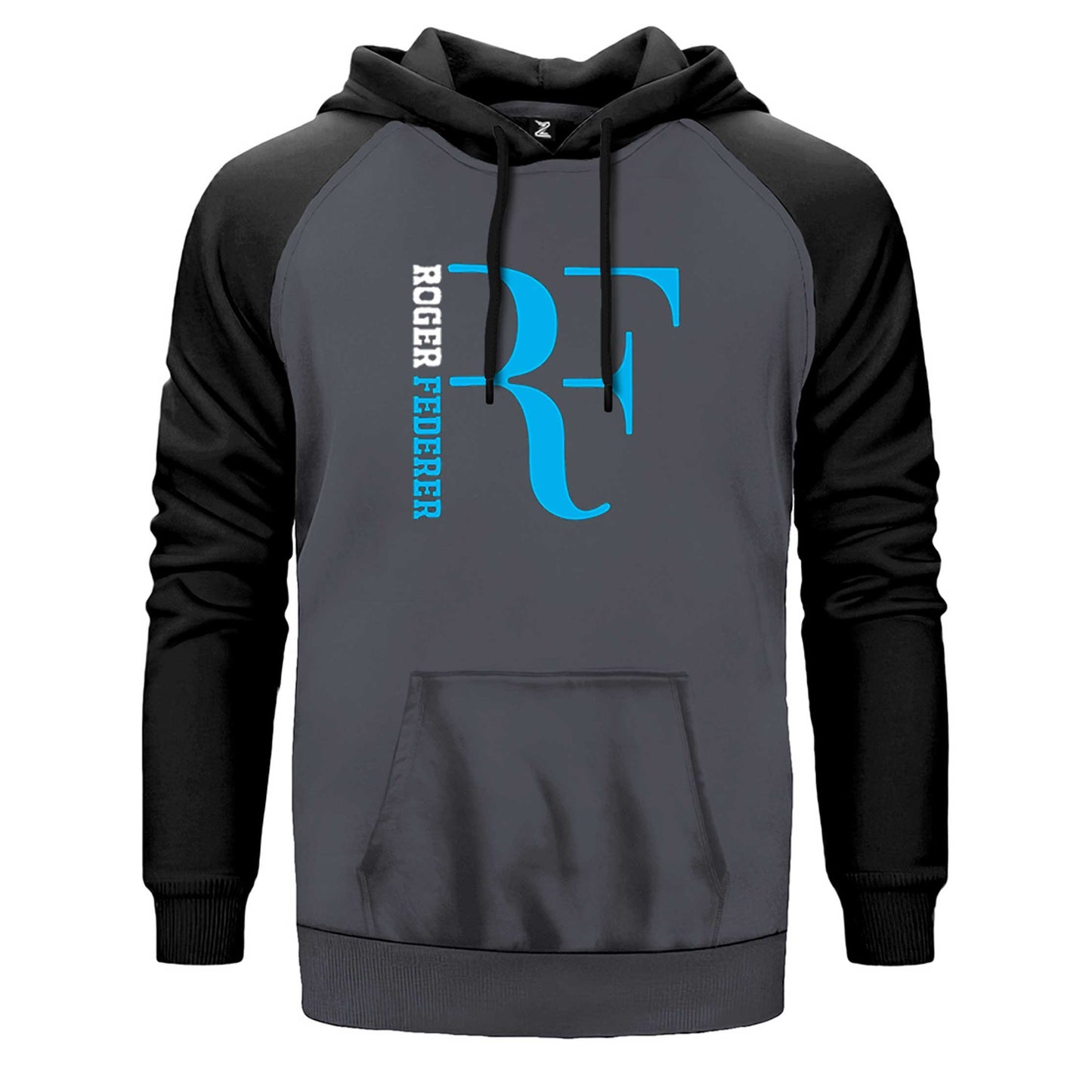 Roger Federer Blue Logo Çift Renk Reglan Kol Sweatshirt