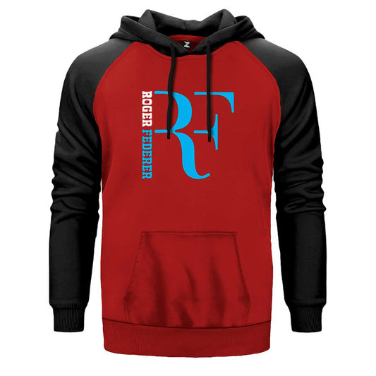 Roger Federer Blue Logo Çift Renk Reglan Kol Sweatshirt